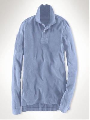Light blue men polo shirt long sleeve - Click Image to Close